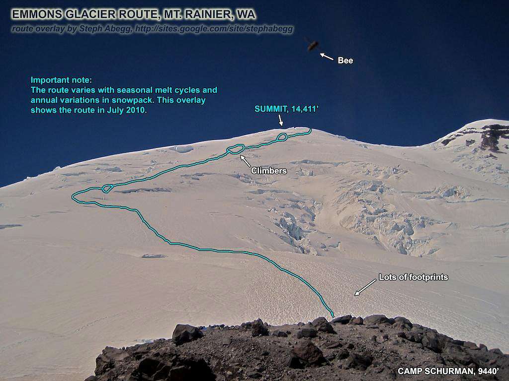 Route Overlay for Emmons Glacier