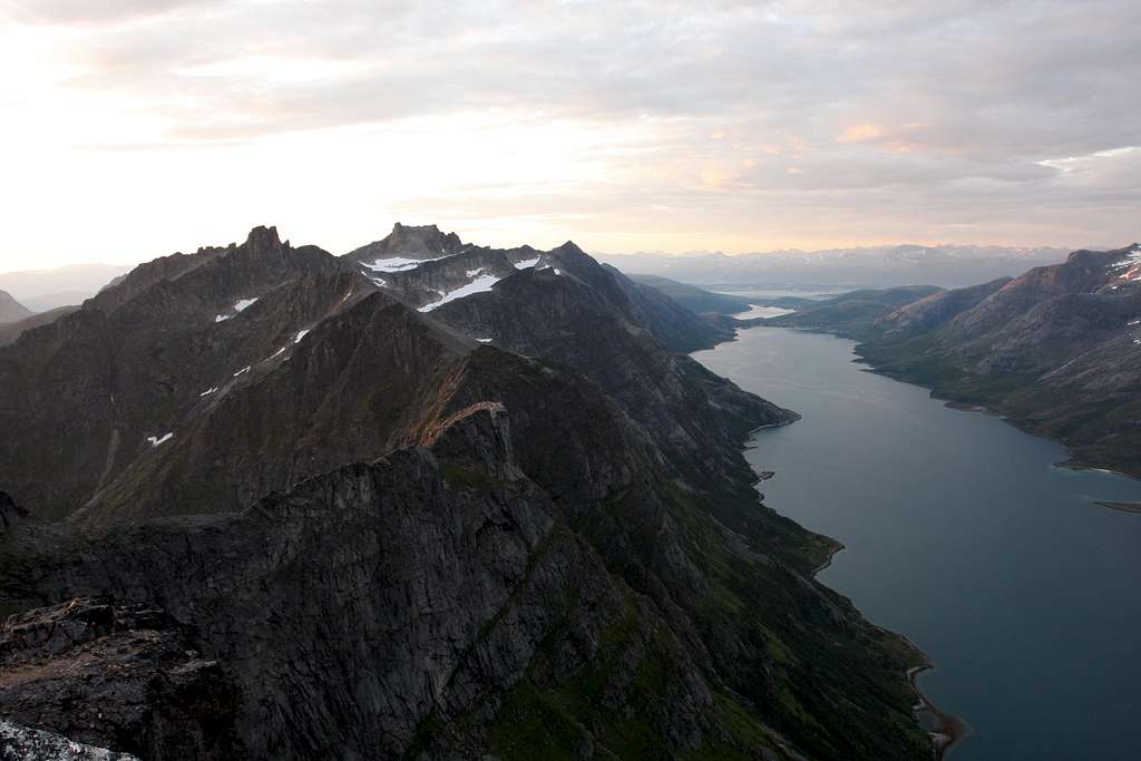 Ersfjord from the summit of Skamtind
