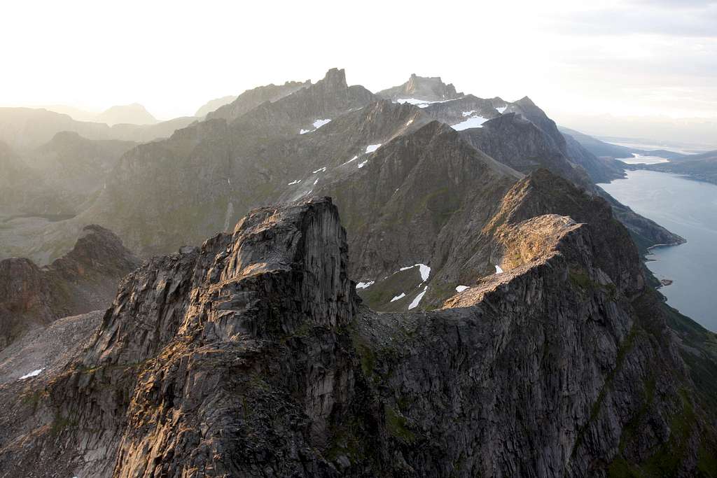 View of Ersfjord Traverse from Skamtinden