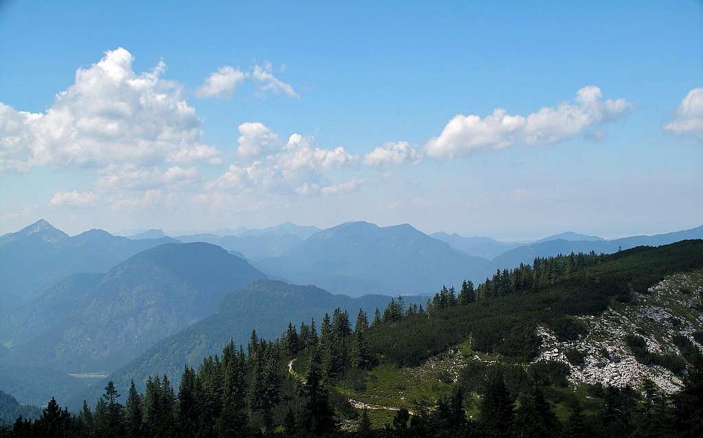 View from the Karkopf over the Chiemgau Alps