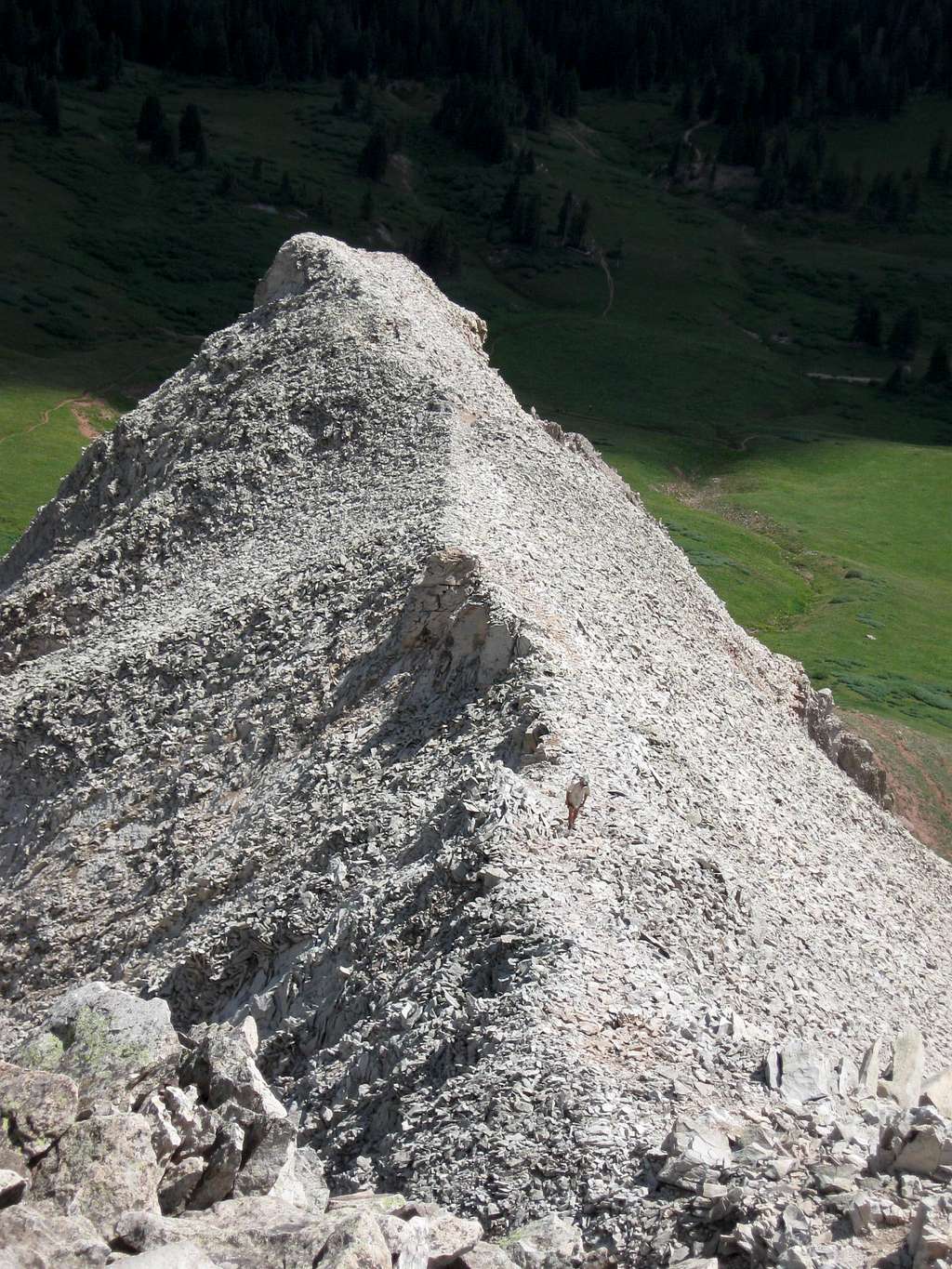 Looking down the ridge