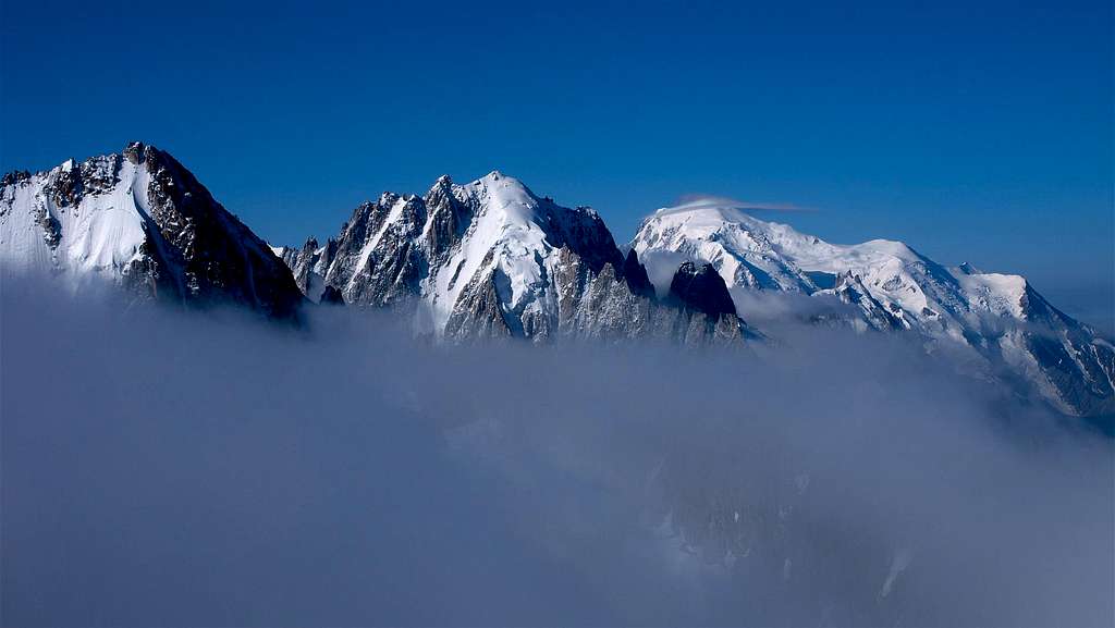 Aiguille du Chardonnet, Verte, the Montets ridge and Drus, Mont Blanc and more