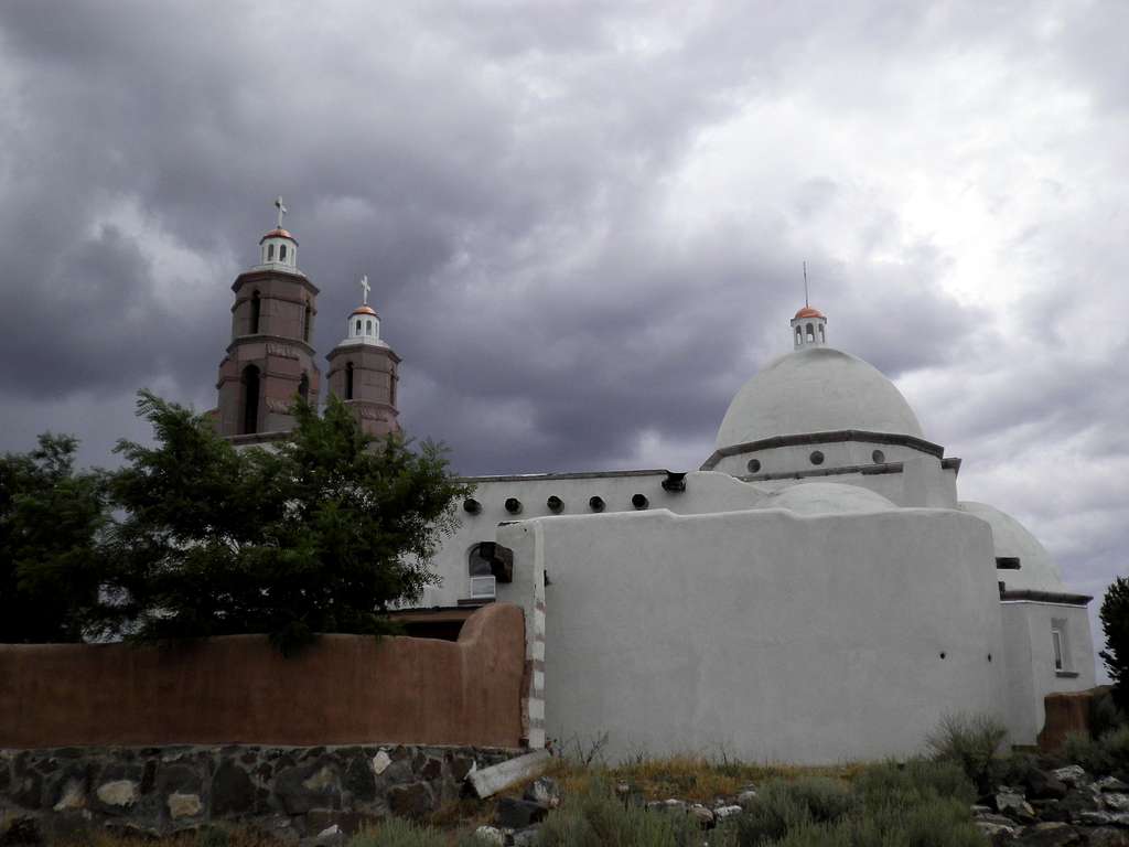 Clouds build over the chapel