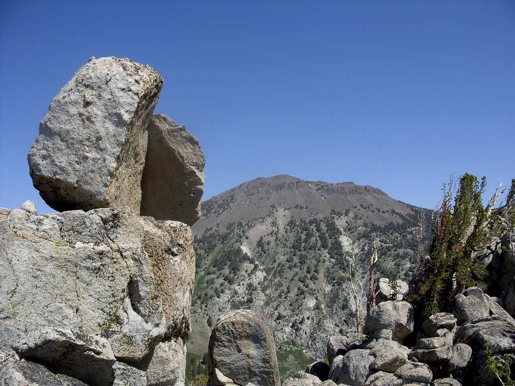 Mount Rose 10,776' behind the Tamarack Lake rocks