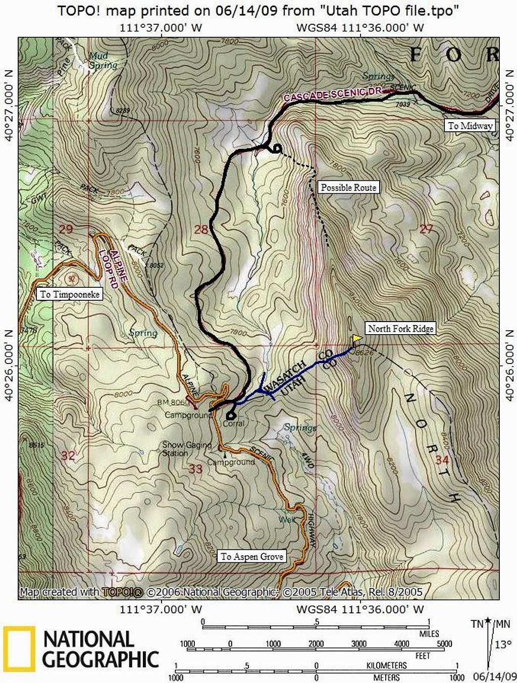 North Fork Ridge Map