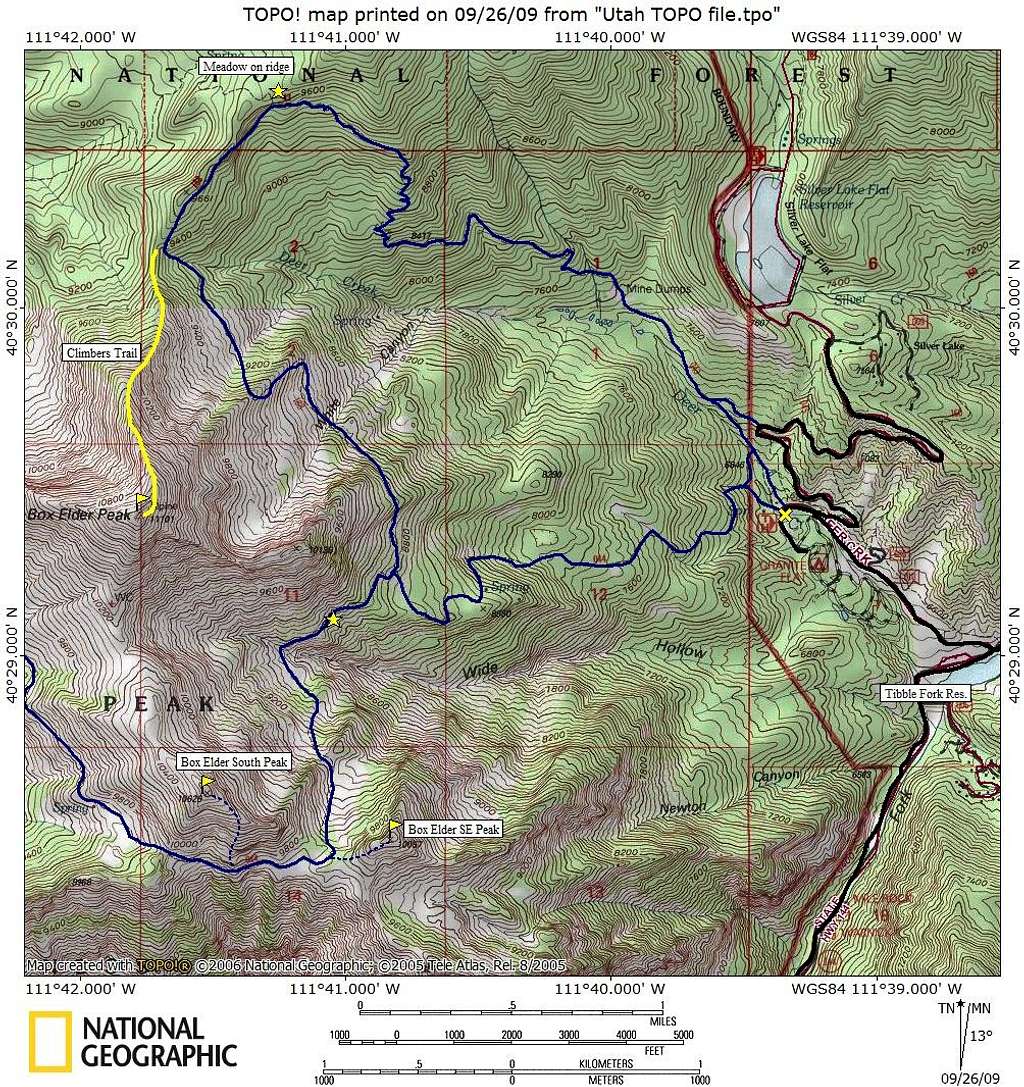 Box Elder Peaks Map