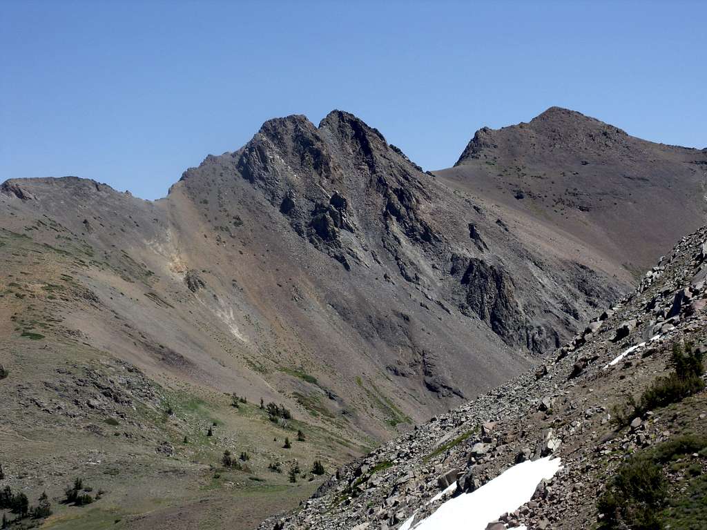 View of the Sisters from the north side Fourth of July Peak