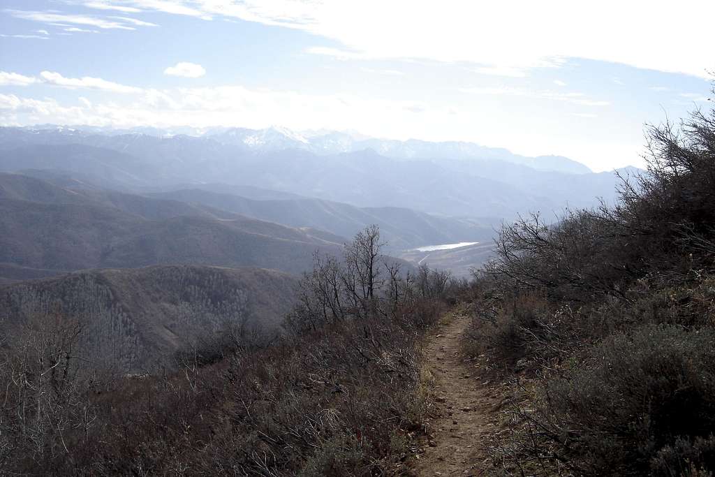 Trail with distant Wasatch Peaks