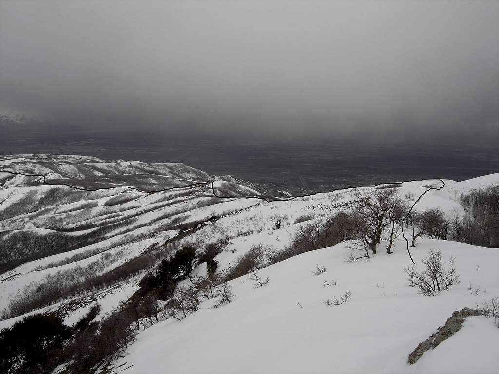 View down ridge