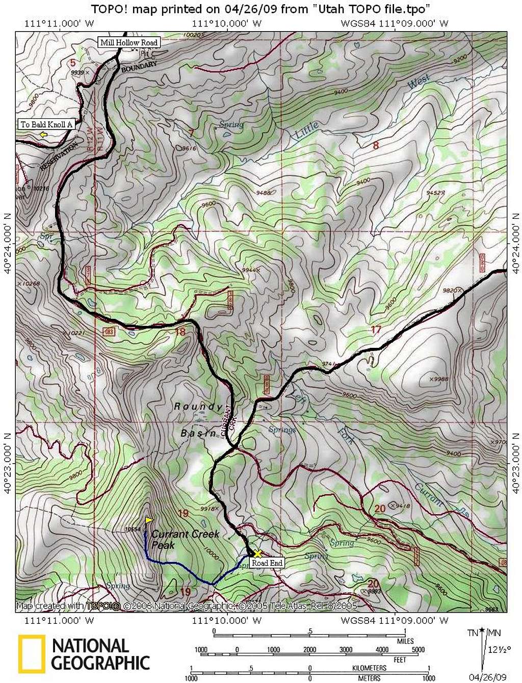 Currant Creek Peak Map