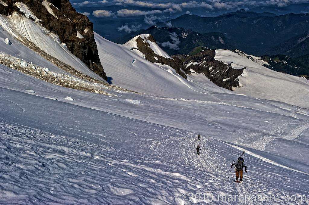 Ski Mountaineers ascending  Mt Baker