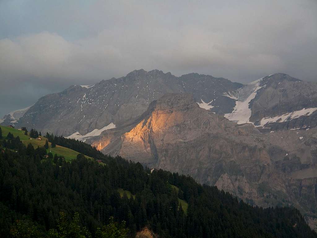 The Wildstrubel (3243m) and the Ammertenhorn (2666m) catching the rays of the evening sun
