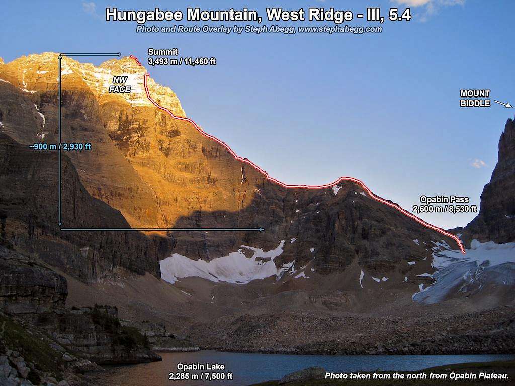 Hungabee Mtn Route Overlay