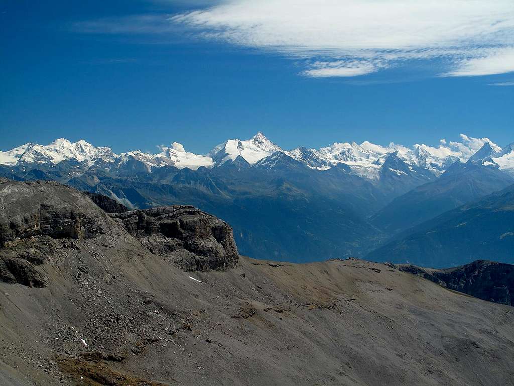 View to the 4000ers of the Pennine Alps