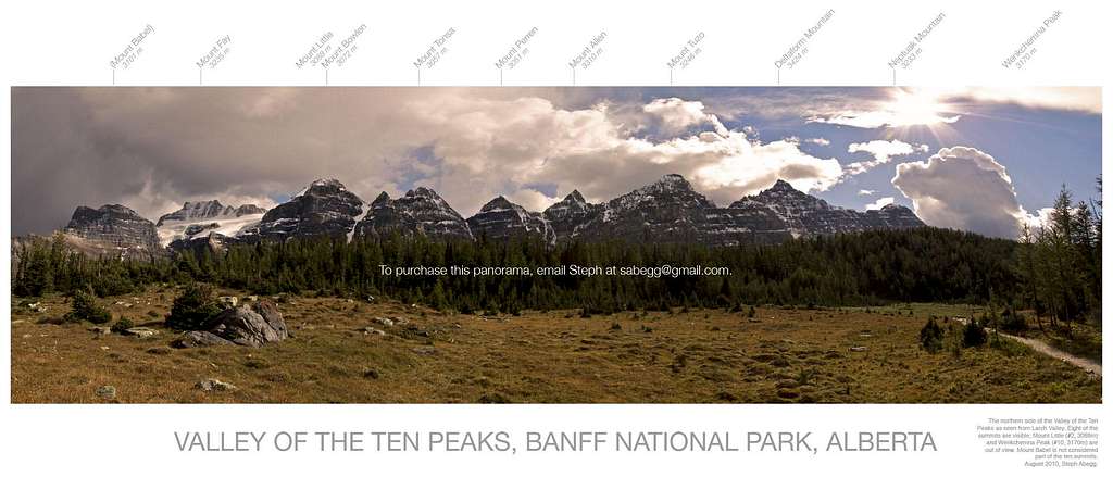 Valley of the Ten Peaks, labelled panorama