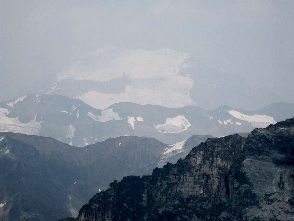 Mount Clemenceau in the smoky distance