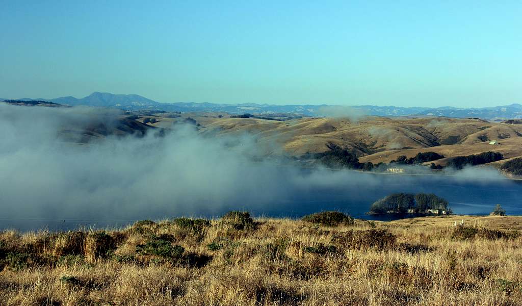Fog moving into Tomales Bay