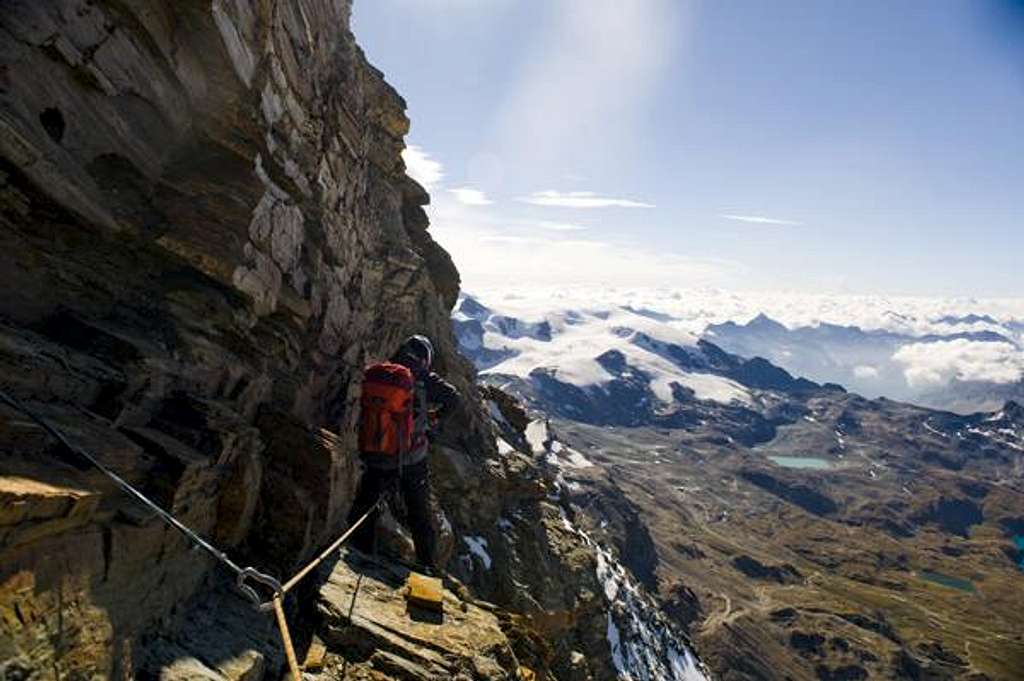 The traverse on Matterhorn  liongrat-italian normal route