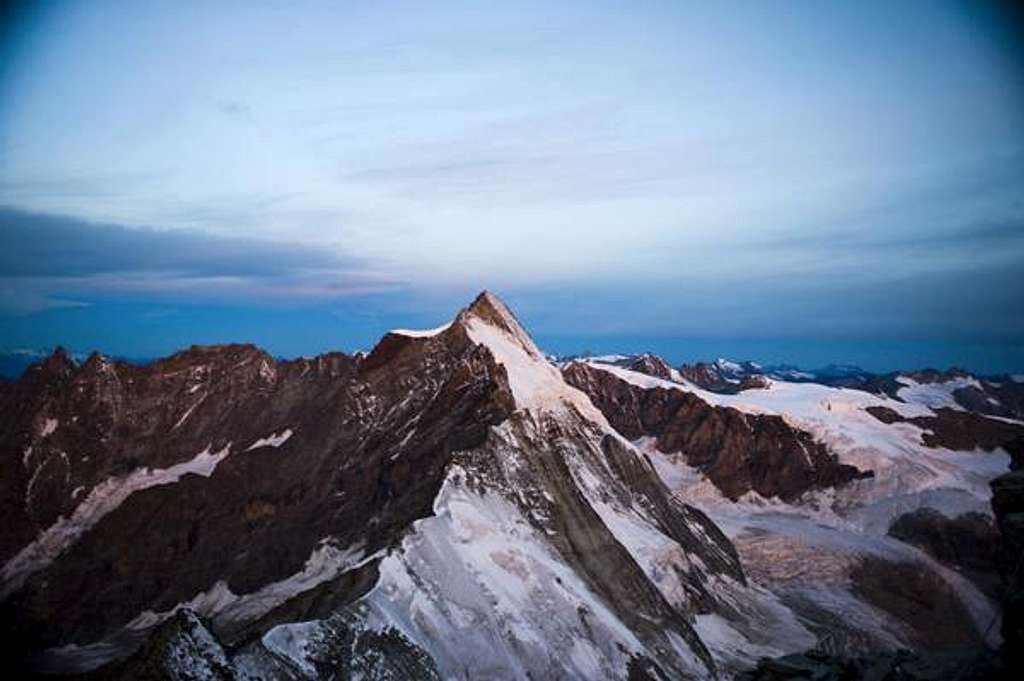 Dent d'Herens (4171m) North Face from Matterhorn  liongrat-italian normal route