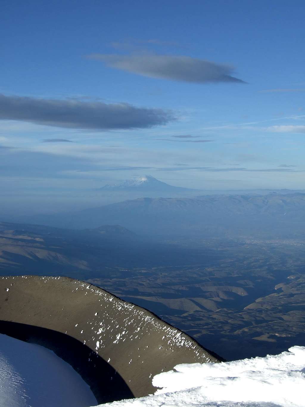 Cotopaxi crater with chimborazo
