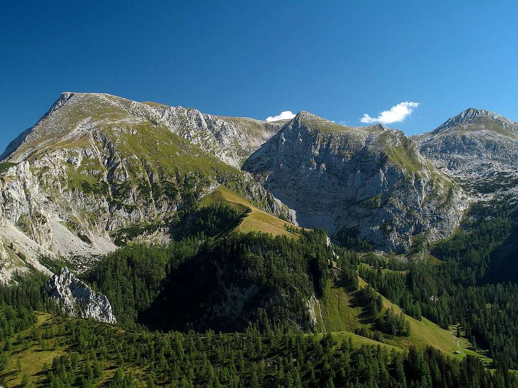 Schneibstein (2276m) and Windschartenkopf (2211m) seen from the Jenner in September