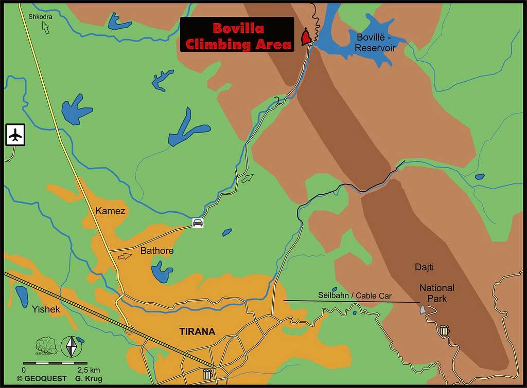 Map - Route to Lake Bovilla and its Gorge
