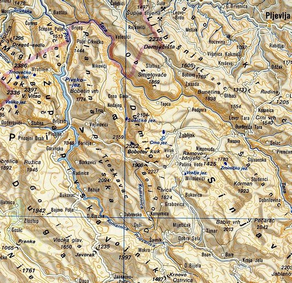 Relief map of Durmitor and...