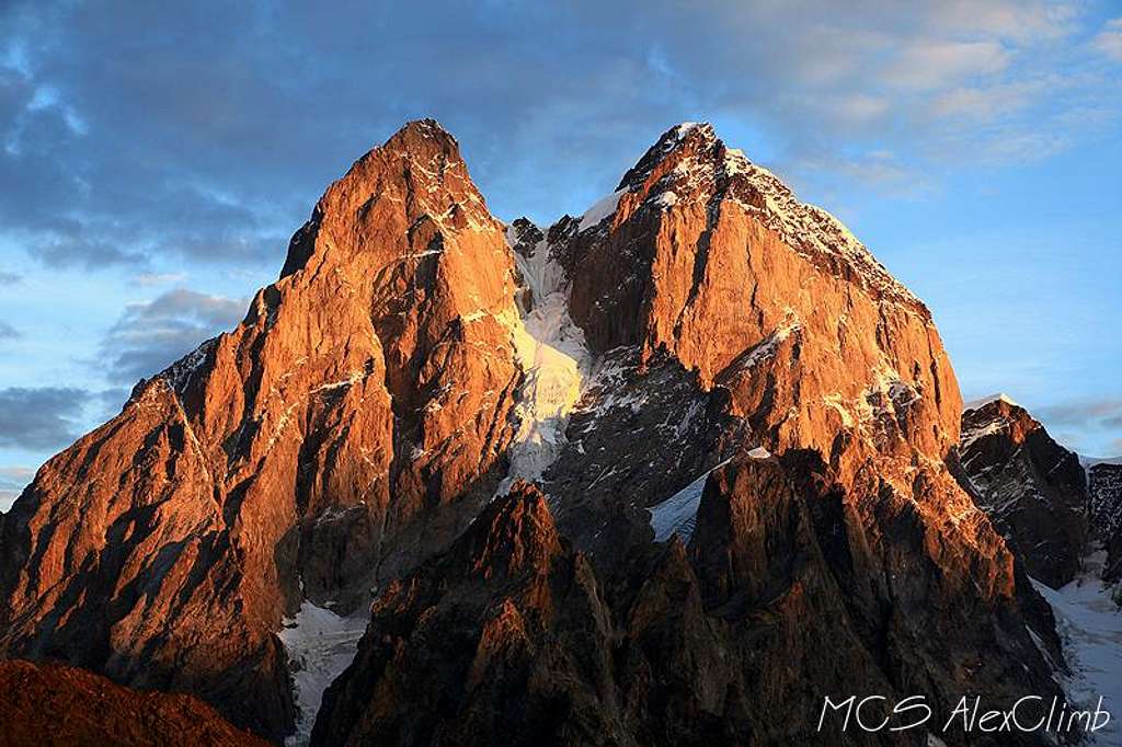 Face to face with Ushba at sunrise