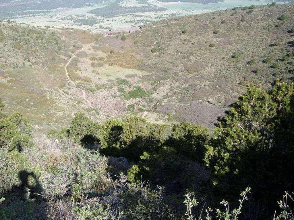 View down towards the crater