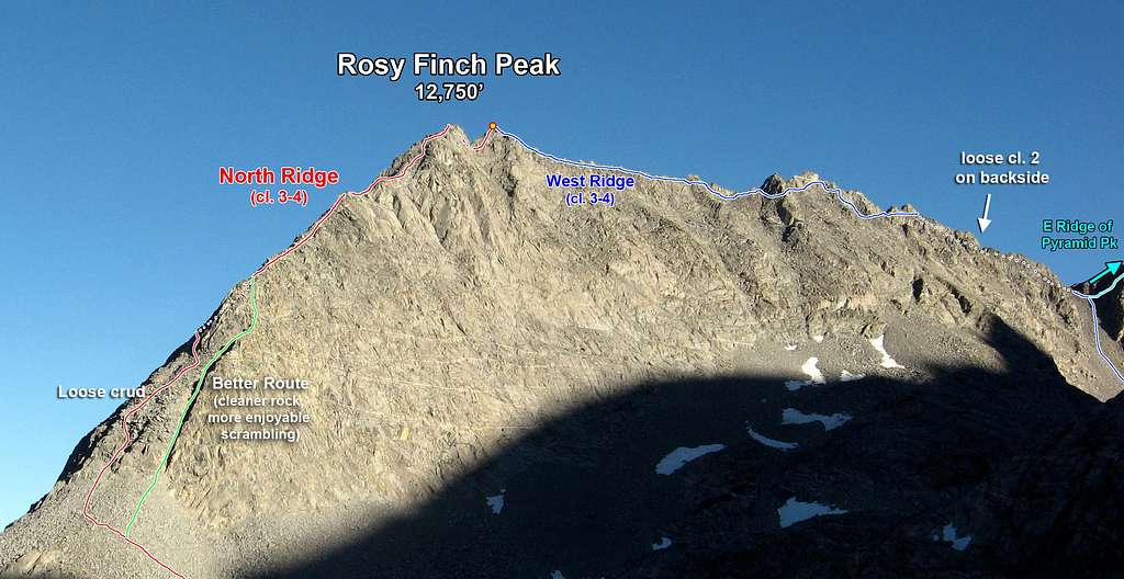 Rosy Finch N Ridge & W Ridge (Photo Topo)