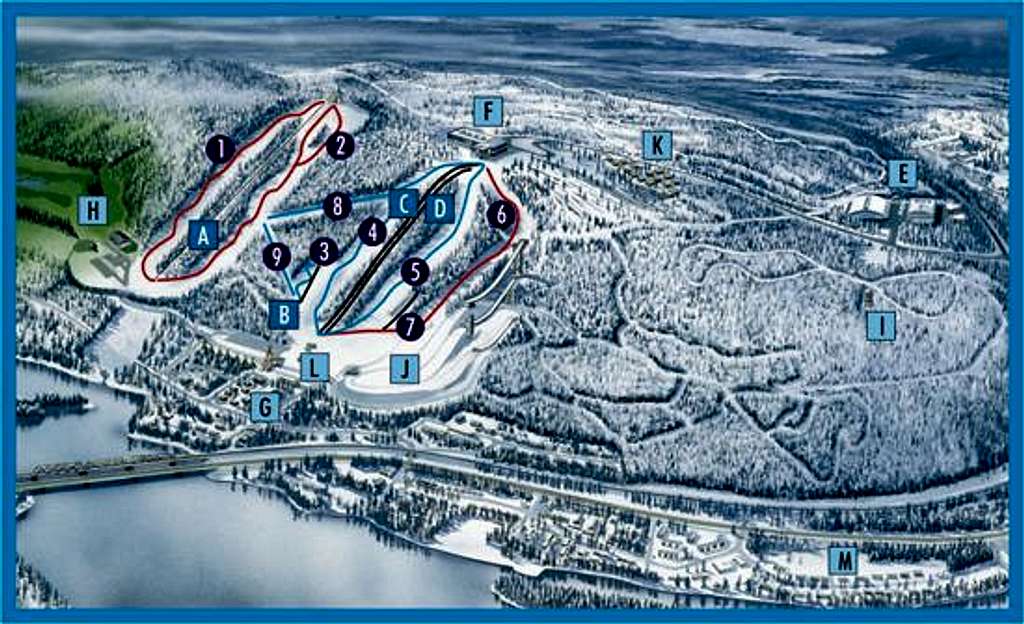 Map of Ounasvaara hill + ski...