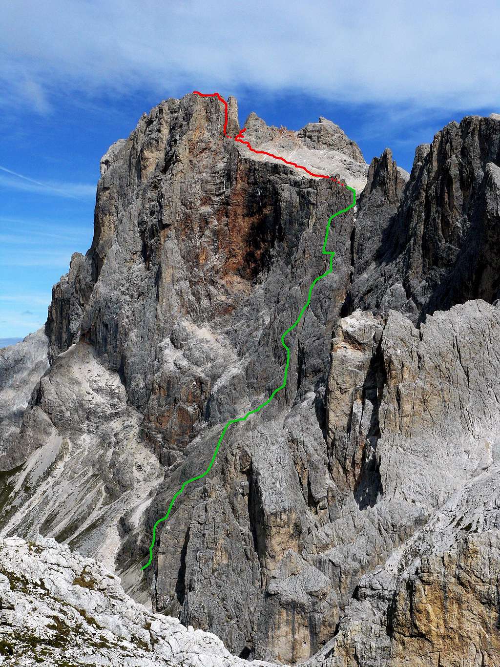 The ferrata and the normal route.