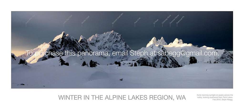 Alpine Lakes Region in Winter, Labeled Pano (version 2)