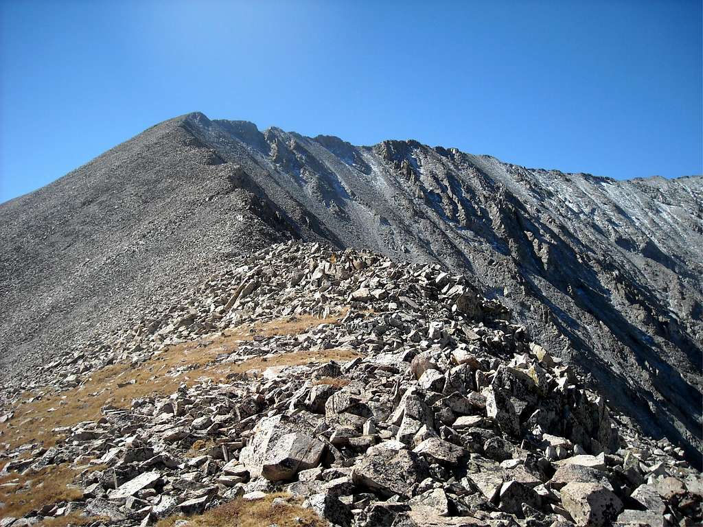 Steepest part of east ridge