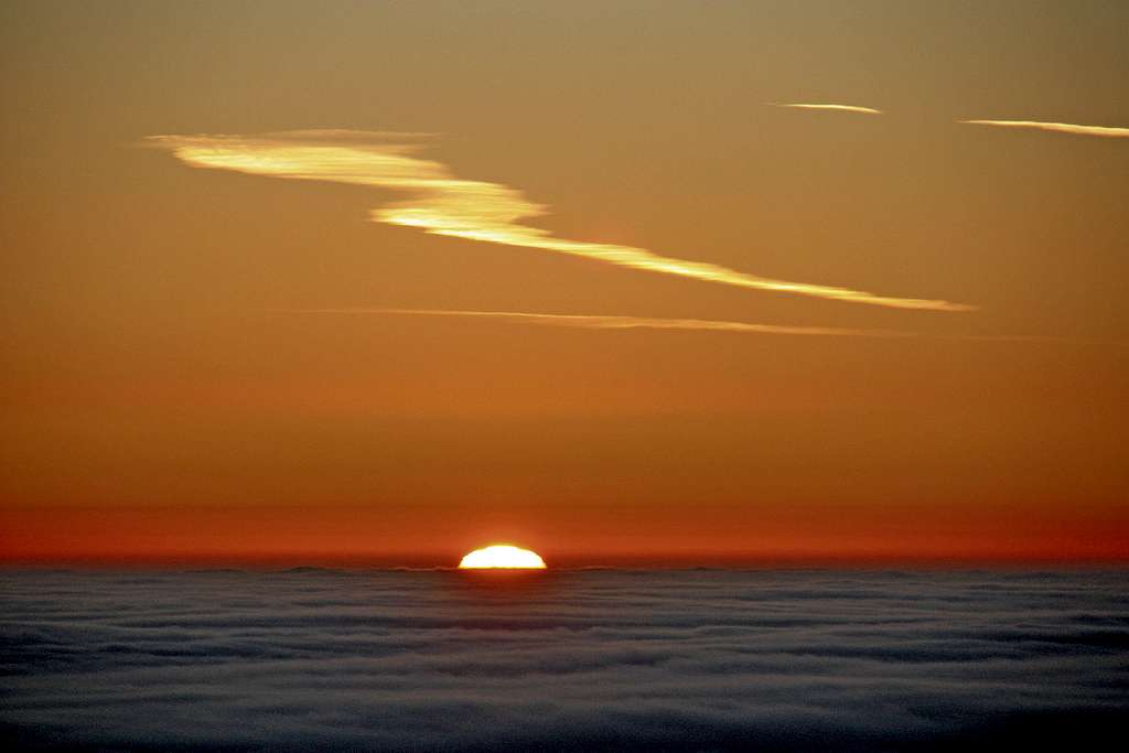 Sunset above the fog layer