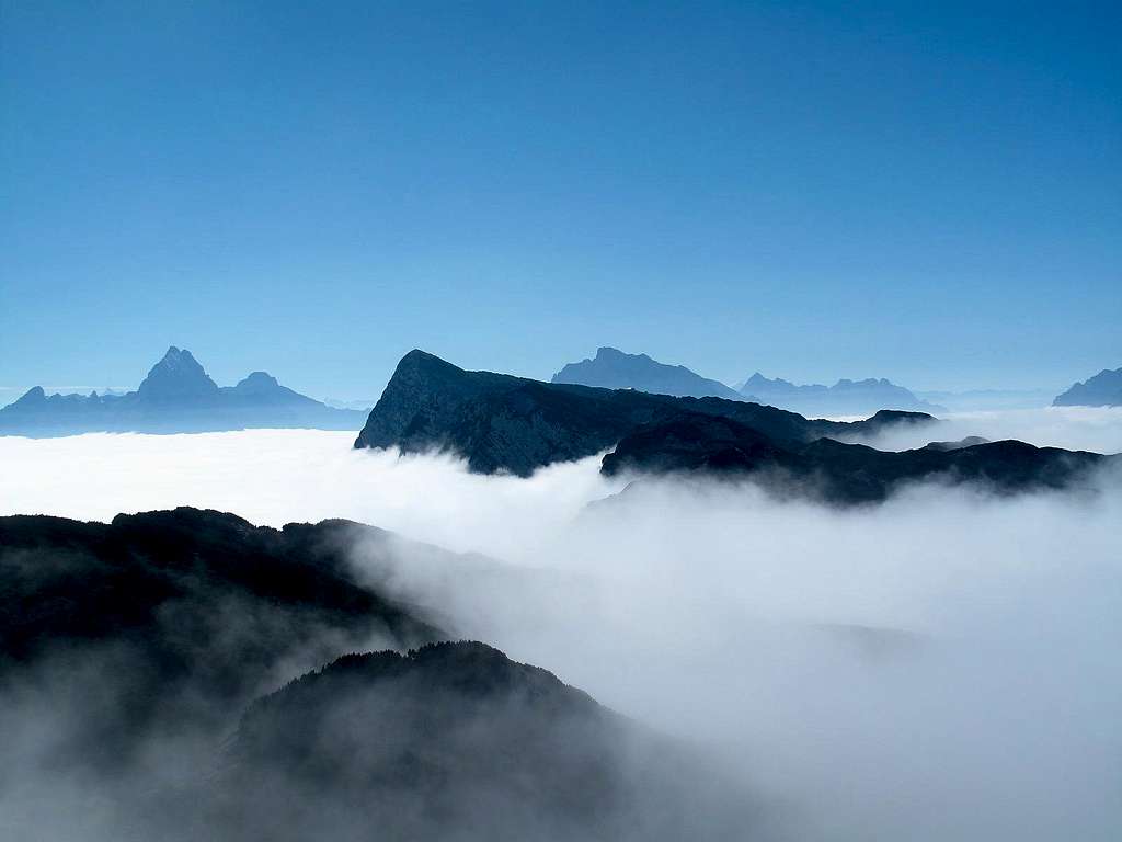 The Untersberg half covered in fog