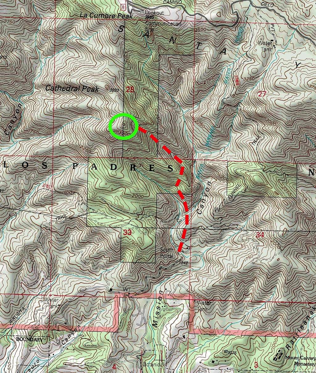 Topo map of the route