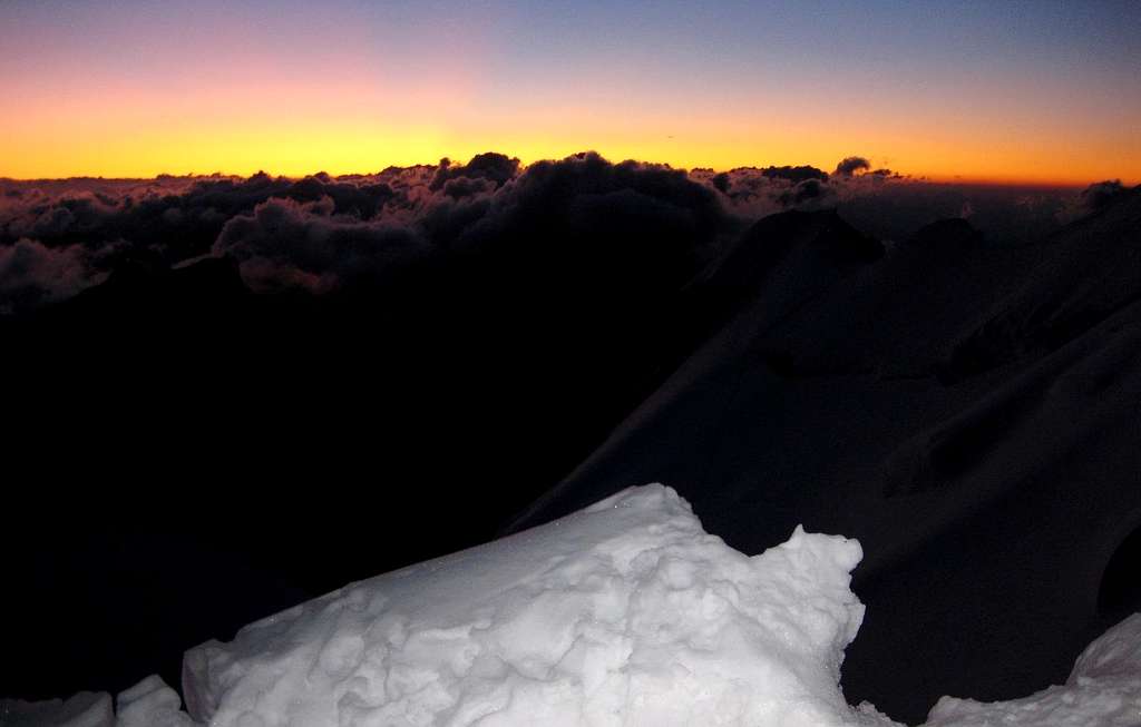 First light on the ascent of Mont Blanc