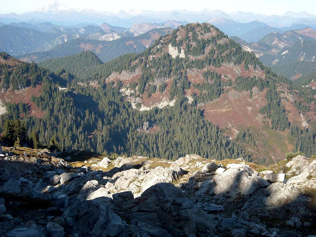 Looking north, halfway between Slippery Slab Tower and Trap Pass.