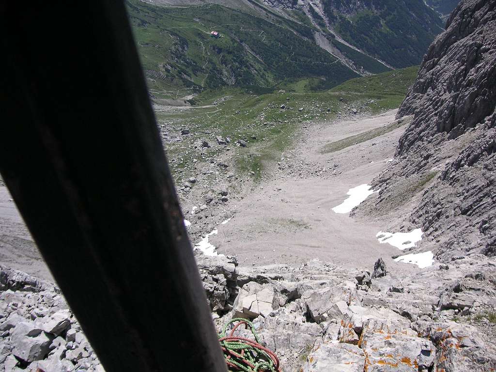 View down from summit of Parzinnturm SW