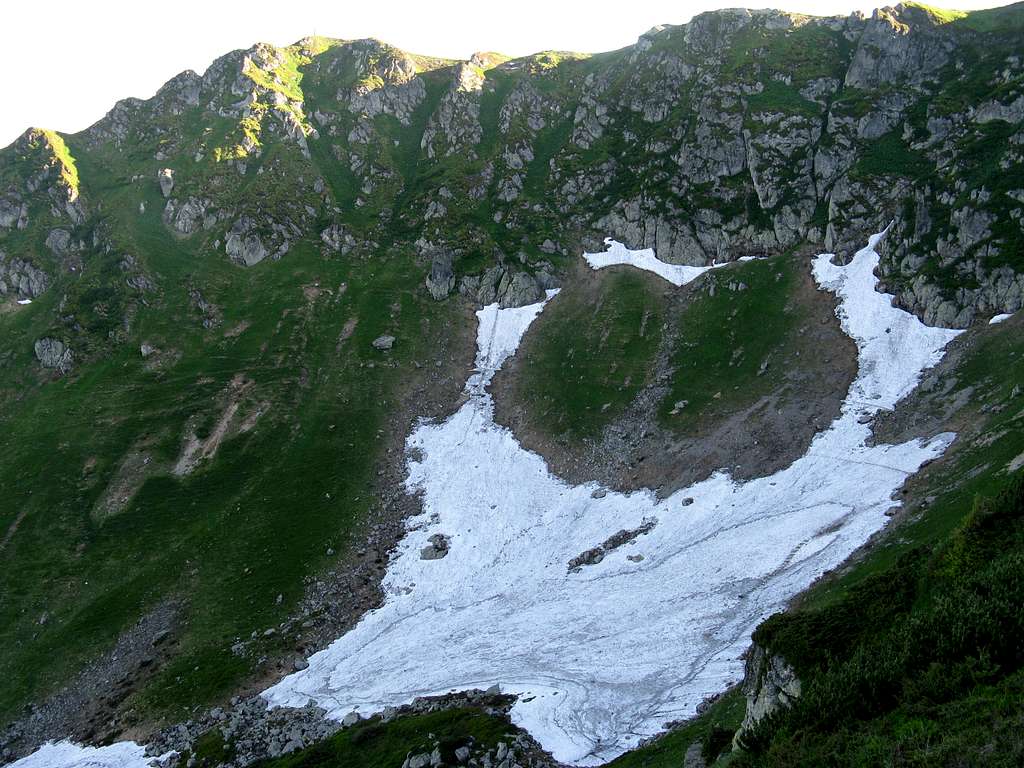 Patches of snow in summer