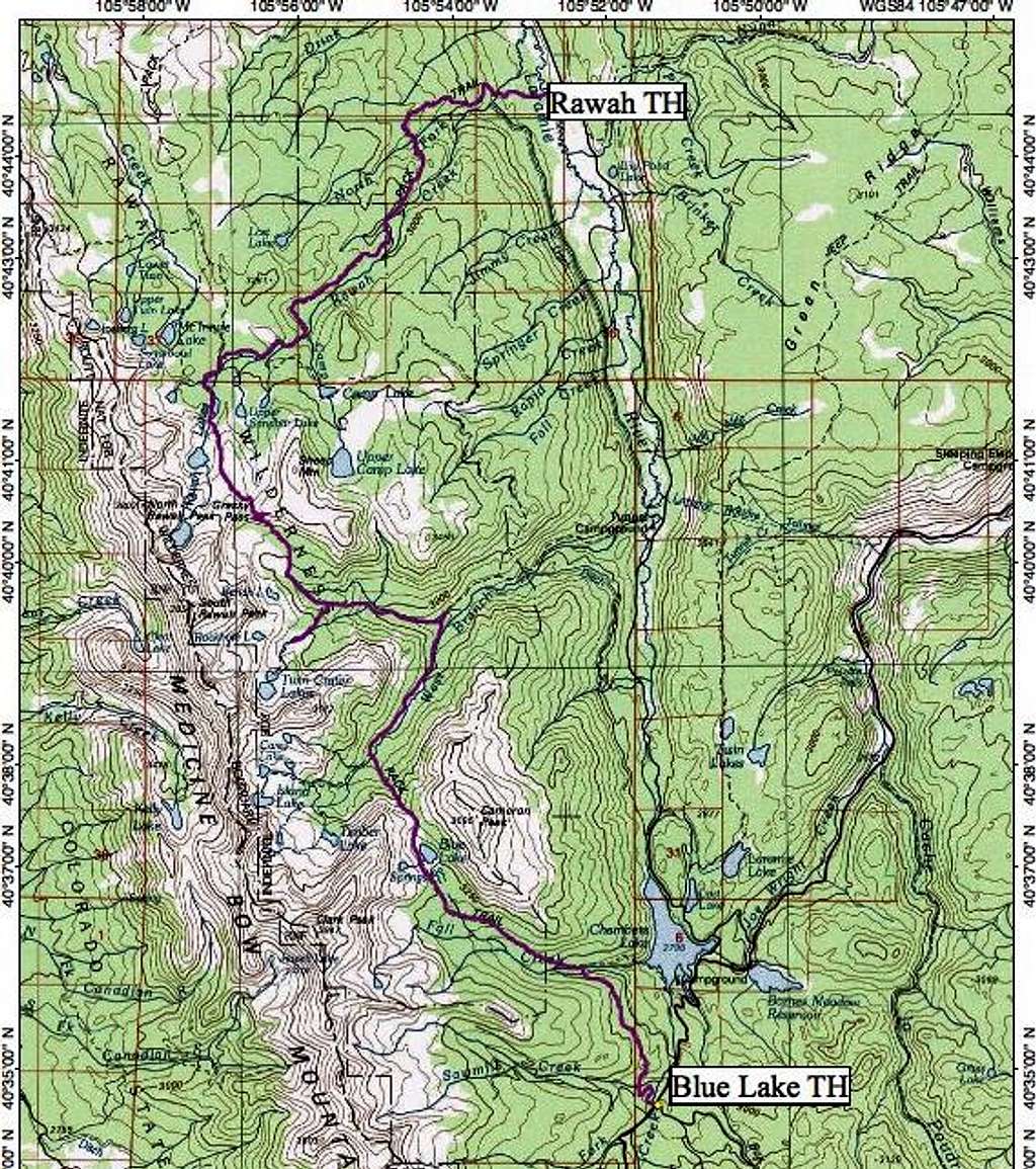 Our Route through the Rawah Wilderness