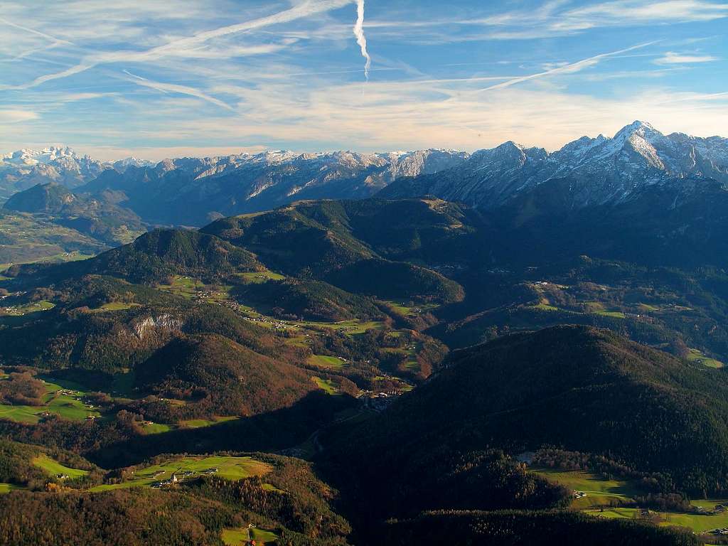 View to Dachstein, Tennengebirge and Hoher Göll...