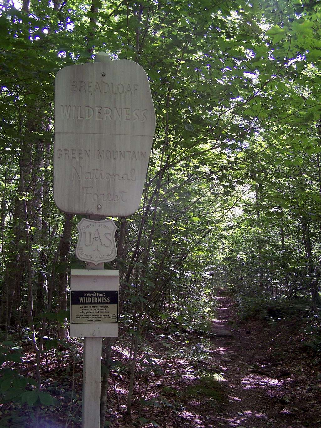 Breadloaf Wilderness Entrance Sign