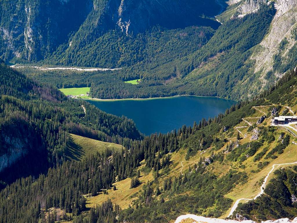 View down to the Königssee lake...
