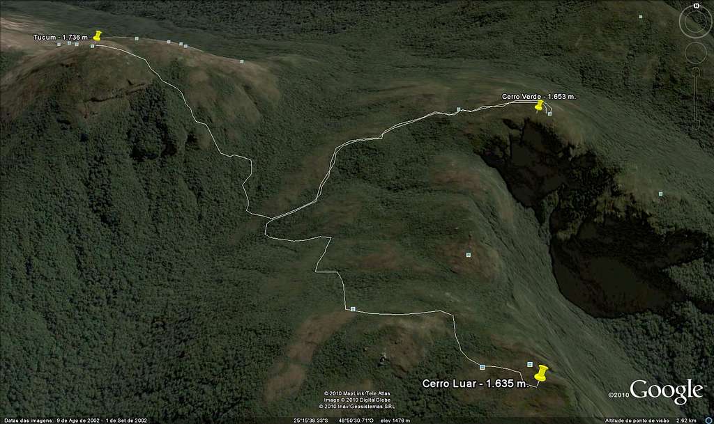 Info sat view. Cerro Verde - Luar Peak trail 1