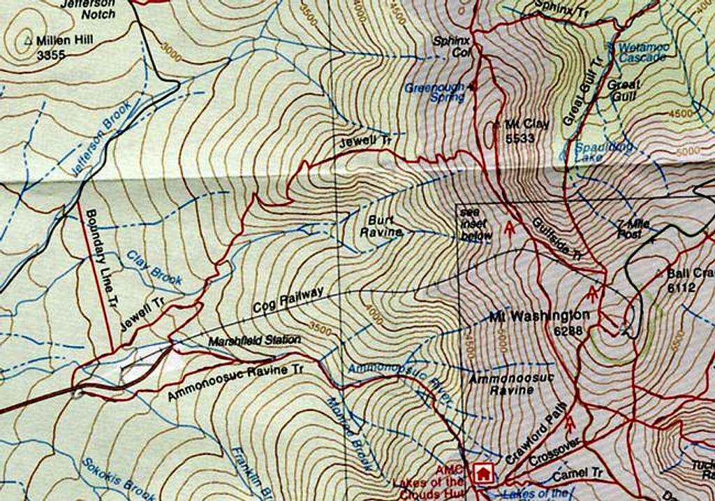 AMC hiking map which shows...