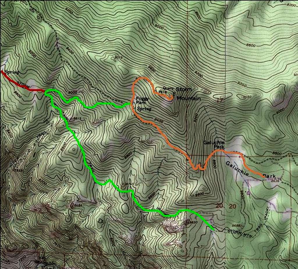 Routes to Storm Mountain