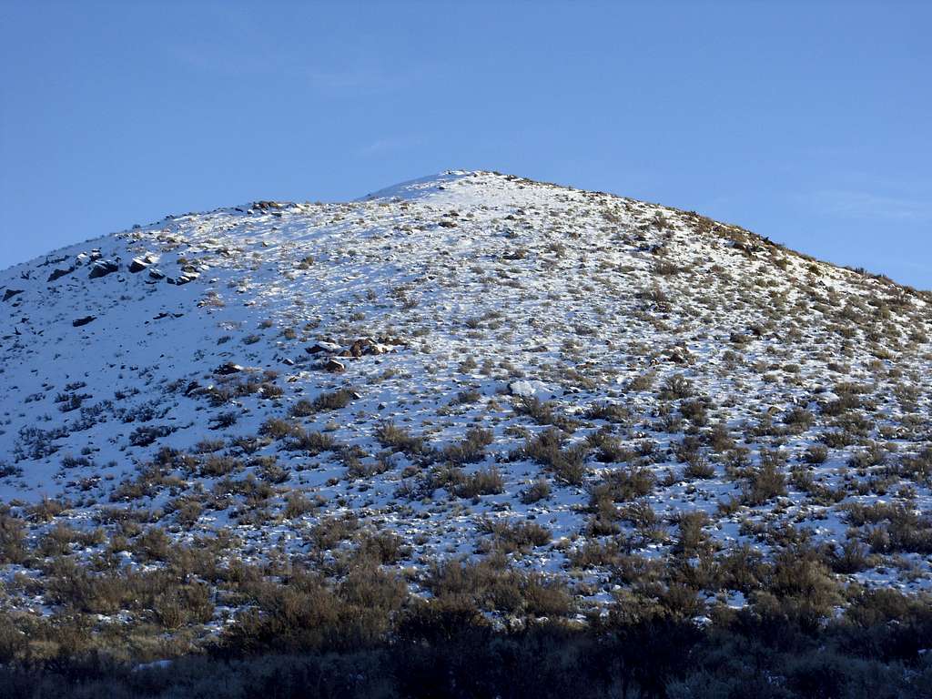 Looking up at the summit block