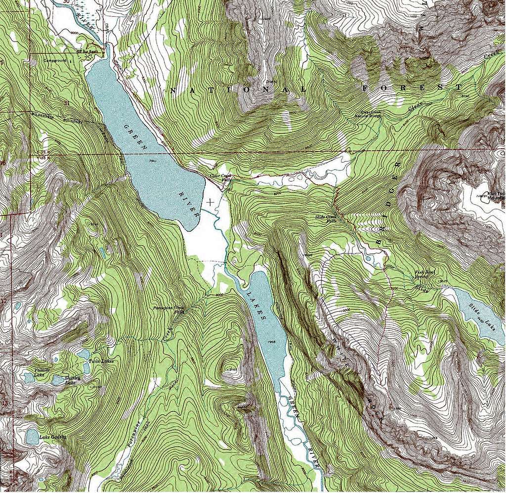 USGS Map with Northeast Slopes of White Rock Mountain Route Shown